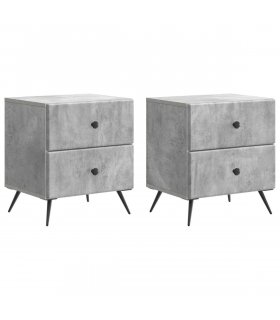 vidaXL Bedside Cabinet 2 pcs Concrete Grey 43 x 34.5 x 47.5 cm