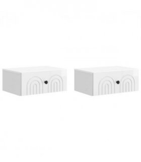vidaXL Wall-Mounted Bedside Cabinet with Drawer 2 pcs High Gloss White