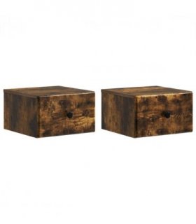 vidaXL Wall-Mounted Bedside Cabinet 2 pcs Smoked Oak 34.5 x 33 x 20 cm