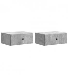 vidaXL Wall-Mounted Bedside Cabinet with Drawer 2 pcs Concrete Grey