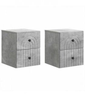 vidaXL Wall-Mounted Bedside Cabinet with Drawer 2 pcs Concrete Grey