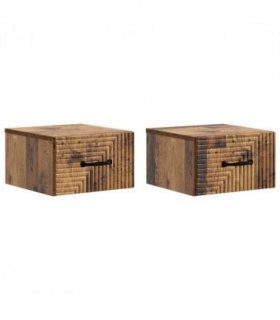 vidaXL Wall-Mounted Bedside Cabinet 2 pcs Old Wood 34.5 x 33 x 20 cm