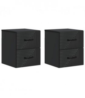 vidaXL Wall-Mounted Bedside Cabinet 2 pcs Black 34.5 x 33 x 40 cm