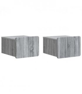 vidaXL Wall-Mounted Bedside Cabinet 2 pcs Grey Sonoma Engineered Wood
