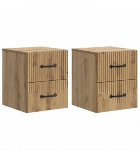 vidaXL Wall-Mounted Bedside Cabinet 2 pcs Artisan Oak Engineered Wood