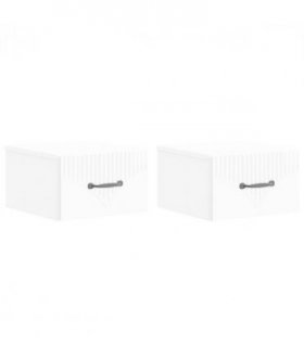 vidaXL Wall-Mounted Bedside Cabinet with Drawer 2 pcs High Gloss White