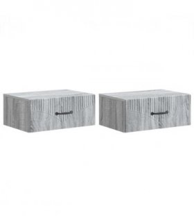 vidaXL Wall-Mounted Bedside Cabinet 2 pcs Grey Sonoma Engineered Wood