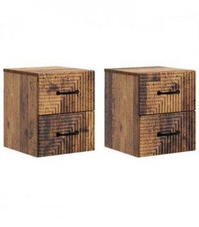 vidaXL Wall-Mounted Bedside Cabinet 2 pcs Old Wood 34.5 x 33 x 40 cm