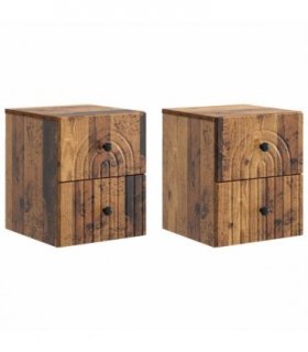vidaXL Wall-Mounted Bedside Cabinet 2 pcs Old Wood 33 x 34.5 x 40 cm
