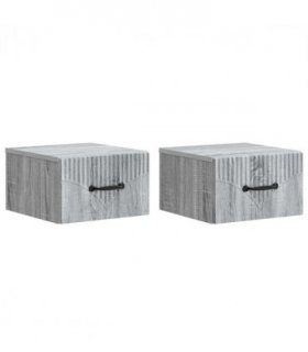 vidaXL Wall-Mounted Bedside Cabinet 2 pcs Grey Sonoma Engineered Wood