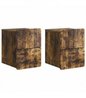 vidaXL Wall-Mounted Bedside Cabinet 2 pcs Smoked Oak 33 x 34.5 x 43 cm