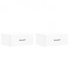 vidaXL Wall-Mounted Bedside Cabinet with Drawer 2 pcs High Gloss White