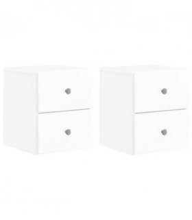 vidaXL Wall-Mounted Bedside Cabinet with Drawer 2 pcs High Gloss White