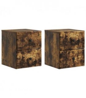 vidaXL Wall-Mounted Bedside Cabinet 2 pcs Smoked Oak 34.5 x 33 x 40 cm