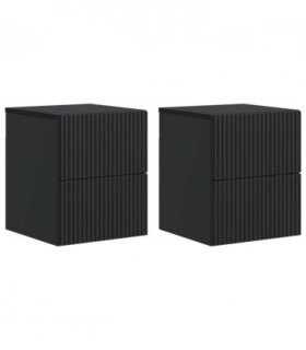 vidaXL Wall-Mounted Bedside Cabinet 2 pcs Black 33 x 34.5 x 40 cm