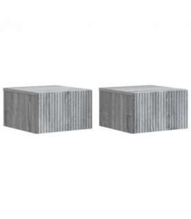 vidaXL Wall-Mounted Bedside Cabinet 2 pcs Grey Sonoma Engineered Wood