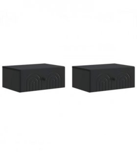 vidaXL Wall-Mounted Bedside Cabinet 2 pcs Black 49 x 34.5 x 20 cm