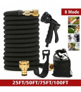 Heavy Duty 25FT Expandable Garden Hose Pipe Flexible With Water Spray Gun UK