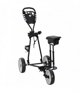 vidaXL Golf Trolley with Seat Black and White 100 x 60 x 130 cm Iron