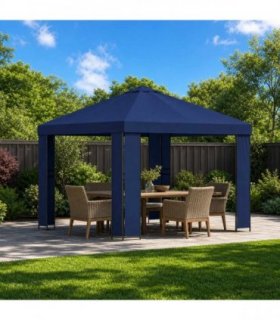 vidaXL Gazebo 3 x 3 m Blue Polyester and Steel 190 gsm