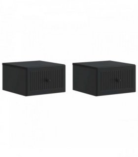 vidaXL Wall-Mounted Bedside Cabinet 2 pcs Black 33 x 34.5 x 20 cm