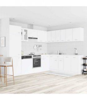 vidaXL 14 Piece Kitchen Cabinet Set Lyon White Engineered Wood