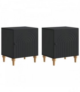 vidaXL Bedside Cabinet 2 pcs Black 43 x 34.5 x 50 cm Engineered Wood