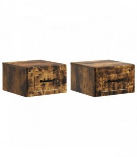vidaXL Wall-Mounted Bedside Cabinet 2 pcs Smoked Oak 34.5 x 33 x 20 cm