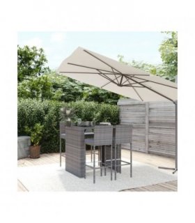 vidaXL 5 Piece Garden Bar Set with Cushions Grey Poly Rattan