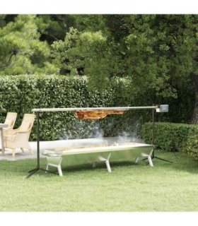 vidaXL Automatic Barbecue Grill and Tray Set Stainless Steel