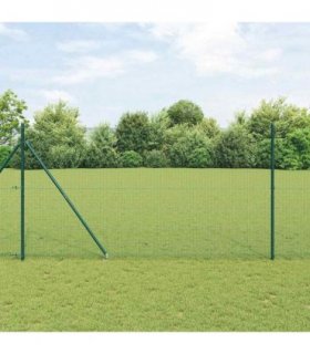 vidaXL Welded Wire Fence with Spikes 10 x 1.5 m PVC-coated Steel Green