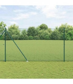 vidaXL Welded Wire Fence with Spikes 25 x 1.5 m PVC-coated Steel Green