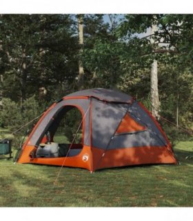 vidaXL Dome Tent with Removable Rainfly Grey and Orange 4-Person