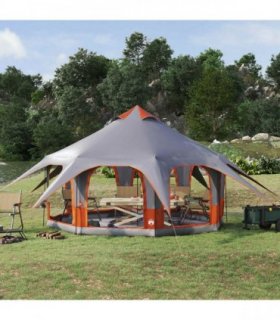 vidaXL Family Tent Grey and Orange 5-Person