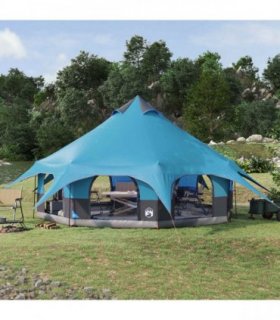 vidaXL Family Tent Blue 10-Person 185T Polyester with PU Coating