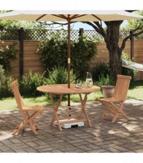 vidaXL Garden Bistro Set Folding 3 pcs Natural Solid Teak Wood