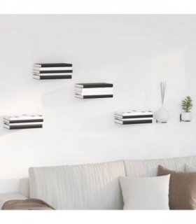 vidaXL Floating Shelf with Shelf 8 pcs Black 6 x 10.8 x 6.6 cm