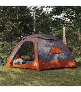 vidaXL Dome Tent with Removable Rainfly Grey and Orange 8-Person