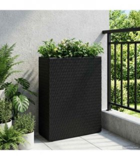 vidaXL Tall Planter Black 55 x 22 x 70 cm Poly Rattan