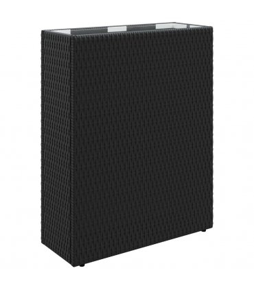 vidaXL Tall Planter Black 55 x 22 x 70 cm Poly Rattan