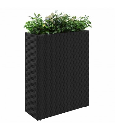 vidaXL Tall Planter Black 55 x 22 x 70 cm Poly Rattan