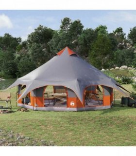 vidaXL Family Tent Grey and Orange 10-Person