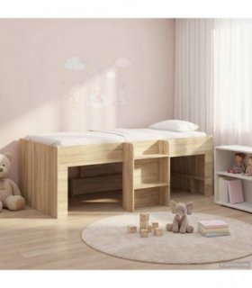 vidaXL Kids'High Bed Frame Sonoma Oak 90 x 200 cm Engineered Wood