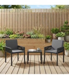 vidaXL Garden Chairs 6 pcs Black and Dark Grey Poly Rattan