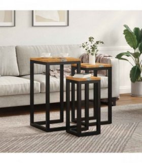 vidaXL Nesting Table 3 pcs Brown Solid Teak Wood