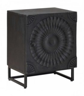 vidaXL Handmade Bedside Cabinet Black 40 x 30 x 50 cm Solid Mango Wood