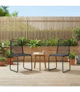 vidaXL Garden Chairs 2 pcs Black 48 x 55 x 89.5 cm Rattan