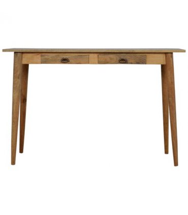Artisan Furniture Solid Wood 2 Drawer Nordic Writing Desk, 2 Drawers, Brown Color
