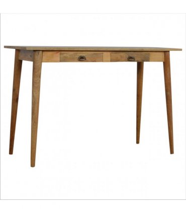 Artisan Furniture Solid Wood 2 Drawer Nordic Writing Desk, 2 Drawers, Brown Color