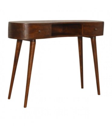 Artisan Furniture Solid Wood Chestnut Wave Writing Desk, 2 Drawers, 1 Shelf, Brown